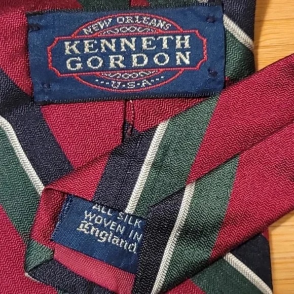 3/$25 Kenneth Gordon New Orleans Striped Silk Tie - Picture 4 of 5